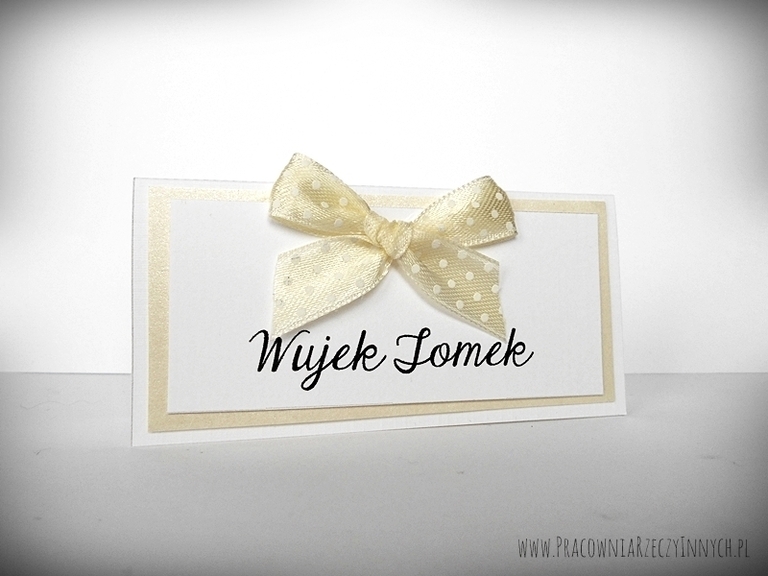 Winietki z kokardką w kropki/kratkę /RIBBON/ (4)