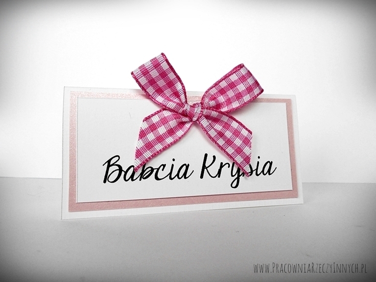 Winietki z kokardką w kropki/kratkę /RIBBON/ (2)