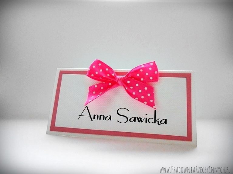 Winietki z kokardką w kropki/kratkę /RIBBON/ (5)