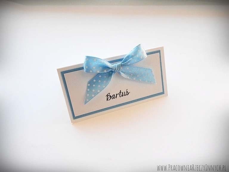 Winietki z kokardką w kropki/kratkę /RIBBON/ (6)