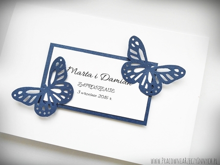 Proste zaproszenia ślubne z motylkami (1)