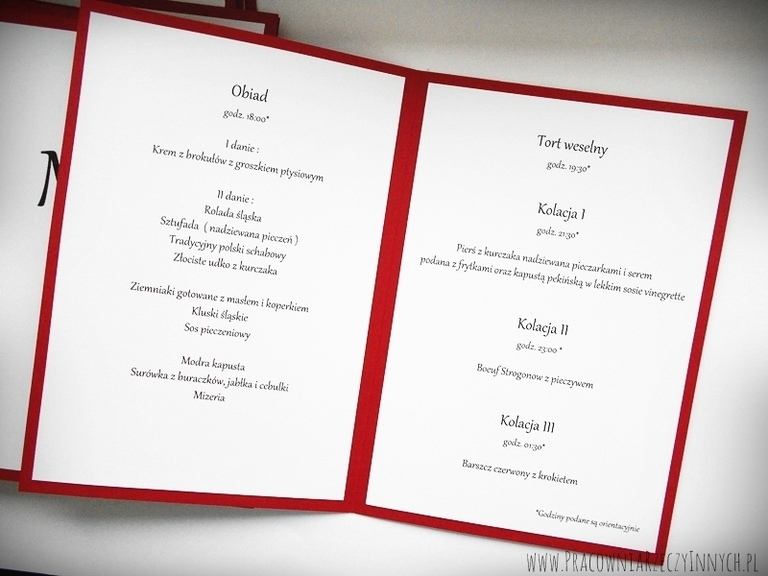 Karta Menu na kolorowym papierze (2)