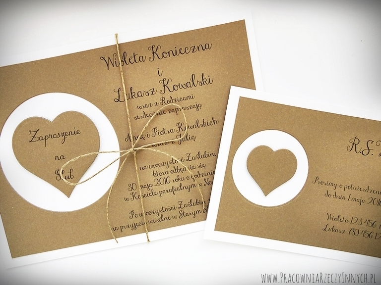 Zaproszenia z eko papieru + RSVP (7)