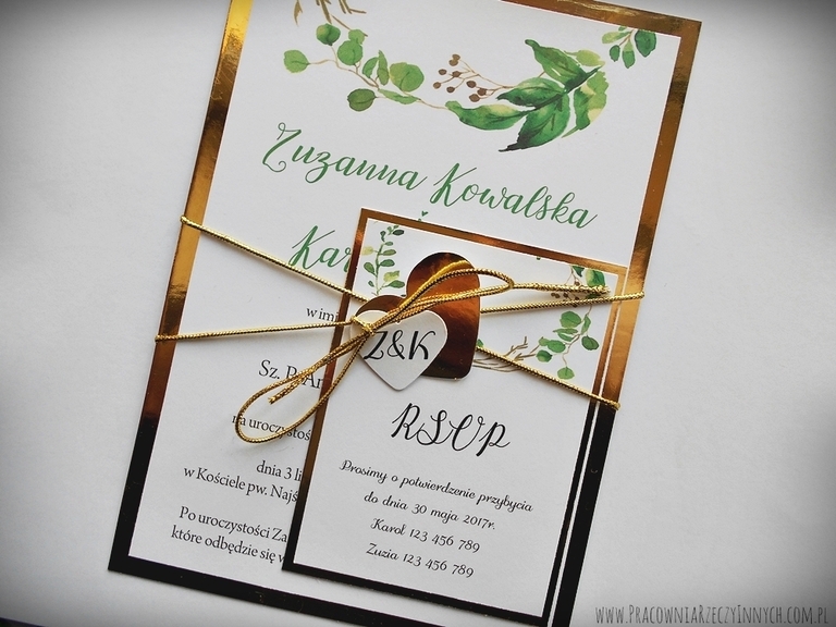 Złote i srebrne zaproszenia kwiatowe (14)