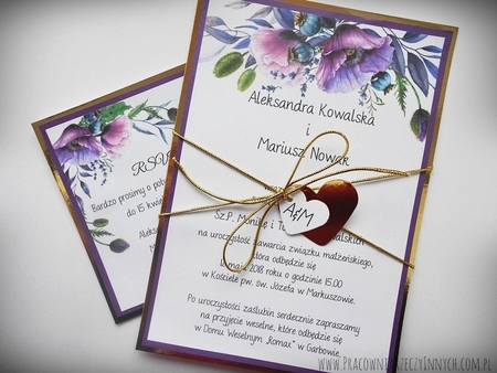 Zaproszenia z lustrzanym papierem i motywem kwiatowym (5)