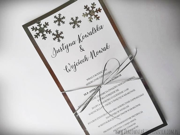 Zimowe zaproszenia ze śnieżynkami (3)