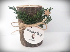 Świecznik drewniany świąteczny upominek dla klientów/pracowników/gości