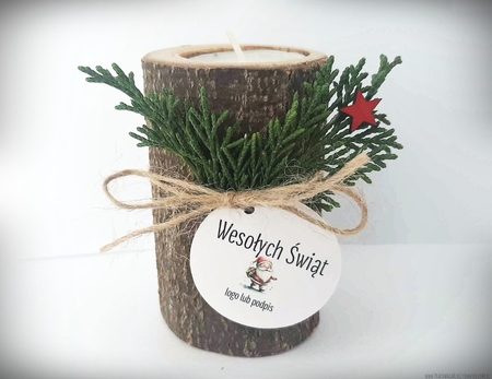 Świecznik drewniany świąteczny upominek dla klientów/pracowników/gości (4)