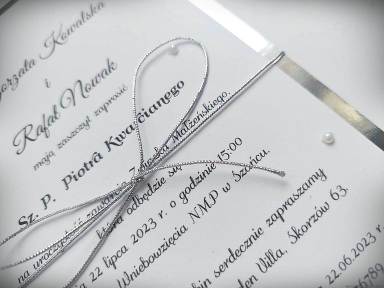 Zaproszenia glamour z perełkami (4)