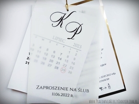 Glamour zaproszenie w formie karty z kalką i kalendarzem